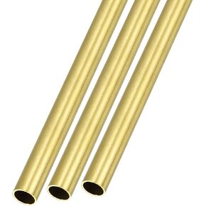 Brass Tube (1mm OD x 0.2mm Wall T x 300mm L) 3Pcs, Straight Tubing - for Home Furnishing, Machinery, DIY Handicraft