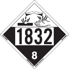 Labelmaster ZT4-1832 UN 1832 لافتة المواد الخطرة المسببة للتآكل، لوحة علامات (عبوة من 25 قطعة) in Kuwait