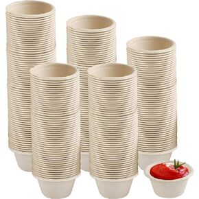 cezoyx 300 حزمة 2 أوقية أكواب ألياف قصب السكر الطبيعية، أكواب بهار ورقية يمكن التخلص منها، أكواب تذوق قابلة للتحلل، أكواب جزء عينة لجيلو شوت، سوفلي، بهار، صلصة in Kuwait