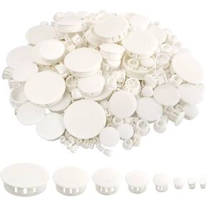 320Pcs 8 Sizes Black Plugs Hole Plastic Hole Plugs Hole Round Plugs, Plastic Hole Cover Snap in Locking Hole Plugs for Kitchen Cabinet Furniture (3/16“, 1/4“,5/16“, 3/8“,1/2“, 5/8“, 1“, 11/2“)