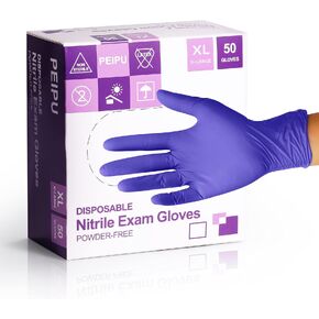 PEIPU Nitrile Gloves,Medical Exam Gloves,Disposable Cleaning Gloves,Powder Free, Latex Free,Non-Sterile Protective Gloves