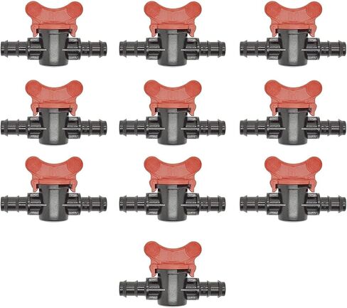 (10-Pack) Professional Grade in-Line Barbed Ball Valve 16mm for 1/2 and 5/8 Inch Tubing (.570 to .620 ID) - Regulate & Shut Off/Turn On Water Flow (10) in Saudi Arabia