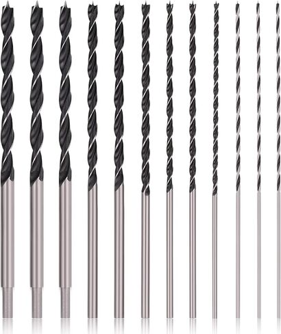 COMOWARE 12" Extra Long Brad Point Drill Bit Set, 12 Pcs High Carbon Steel Long Drill Bit, Long Drill Bits for Wood, Plastic, PVC, Composite & Rubber, 1/8", 3/16", 1/4", 5/16", 3/8", 7/16", 1/2" in Kuwait