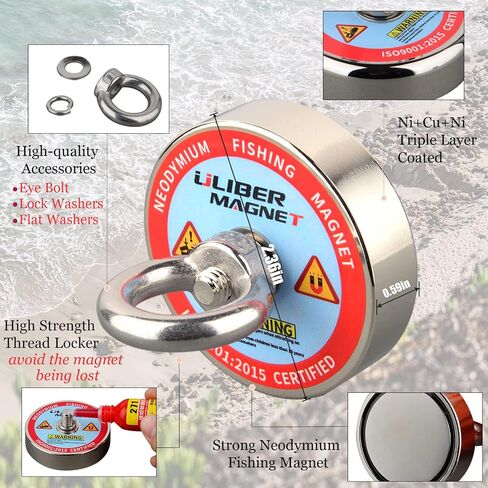 ULIBERMAGNET Fishing Magnet Kit,400LBS Strong Neodymium Magnet Fishing with 20M Nylon Rope & Non-Slip Gloves,Large Strong Magnet for Magnetic Fishing Recycling Salvage Treasure Hunt in River, Lake in Saudi Arabia