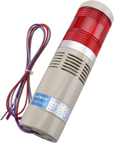Baomain Industrial Signal Light Column LED Alarm Round Tower Light Indicator Continuous Light Warning Light Buzzer Red DC 12V LTA-502TJ in Saudi Arabia
