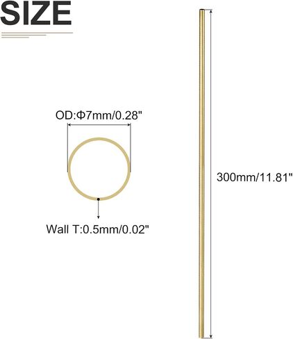 DTGN 7mm x 0.5mm x 300mm(ODxWall TxL) Brass Tube - 8Pack - Good for Machinery Equipment DIY Decorative Frame - Round Metal Tubing in Saudi Arabia