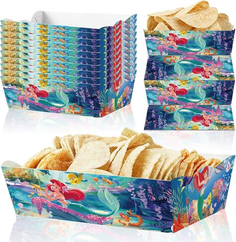 30Pcs Little Mermaid Ariel Paper Snack Trays Party Supplies Little Mermaid Food Trays Boys Hero Theme Decoration Popcorn Paperboard Holder for Little Mermaid Ariel Birthday Party Favors in Kuwait