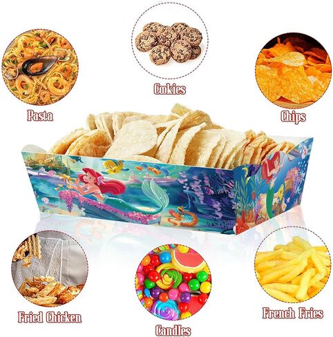 30Pcs Little Mermaid Ariel Paper Snack Trays Party Supplies Little Mermaid Food Trays Boys Hero Theme Decoration Popcorn Paperboard Holder for Little Mermaid Ariel Birthday Party Favors in Kuwait