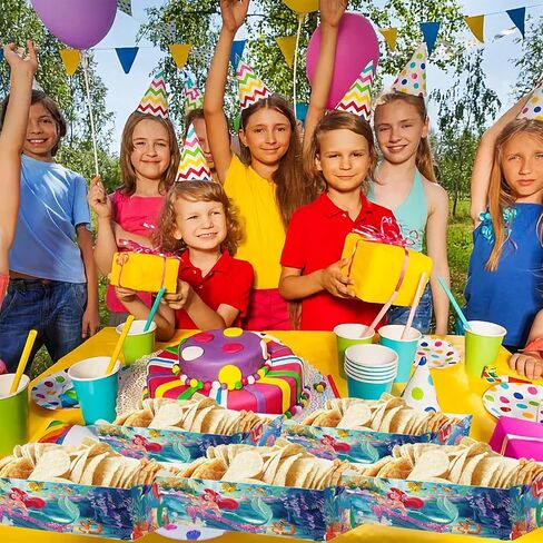 30Pcs Little Mermaid Ariel Paper Snack Trays Party Supplies Little Mermaid Food Trays Boys Hero Theme Decoration Popcorn Paperboard Holder for Little Mermaid Ariel Birthday Party Favors in Kuwait