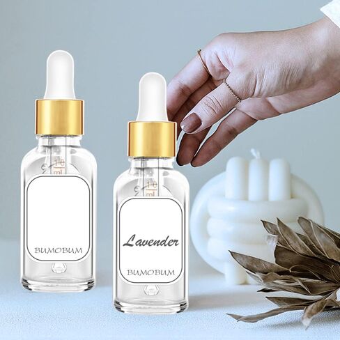 زجاجة قطارة شفافة بسعة 1 اونصة، زجاجات قطارة زجاجية باموبوم 30 مل مع قياس وغطاء علوي ذهبي للزيوت العطرية، عبوتان من زجاجة صبغة مع ملصقات وقمع in Kuwait