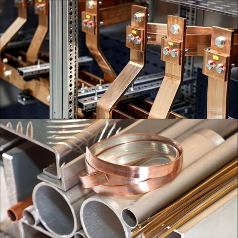 MECCANIXITY 2 قطعة 12 بوصة × 1 بوصة شريط نحاسي مسطح، 1/8 بوصة سمك قضيب نحاسي لأنظمة التأريض للمشاريع المعمارية in Kuwait