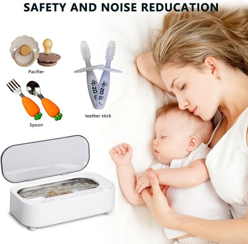 Ultrasonic Jewelry Cleaner Pod Machine - 48Khz Denture Cleaner, Ultrasonic Cleaner Machine for Eye Glasses, Ring, Earring, Necklaces, Watch Strap, Makeup Brush, 304 Stainless Steel Tank with 12OZ in Saudi Arabia