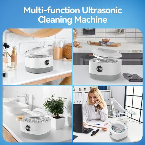 منظف ​​بالموجات فوق الصوتية من هانينس، آلة تنظيف المجوهرات سعة 750 مل مع التحكم باللمس ووضع ديغا، منظف صوتي 46 كيلو هرتز للمجوهرات والخواتم والفضة وأطقم الأسنان والنظارات والساعات in Kuwait
