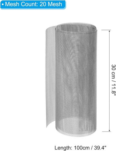 شبكة سلكية منسوجة من الفولاذ المقاوم للصدأ مقاس 11.8 بوصة × 39.4 بوصة من باتيكل، 20 شبكة سلكية لشاشة الأمان، شبكة سلكية لتهوية الهواء لقفص الحيوانات في الحديقة in Kuwait