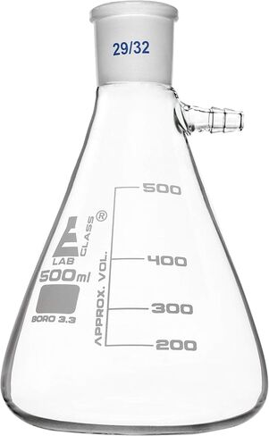 قارورة فلتر Buchner، 500 مل - مفصل بحجم المقبس 29/32 - ذراع جانبي - زجاج بوروسيليكات 3.3 - Eisco Labs in Kuwait