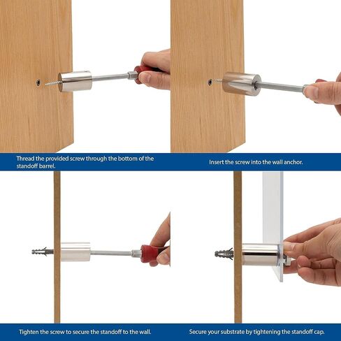 Juvielich Sign Standoff Screws 8 Pack (1/2 in. Dia x 1 in. L) Advertising Screws Stainless Steel Wall Standoff Mounts Hardware for Sign Holders Glass Acrylic Nail，Sliver in Saudi Arabia