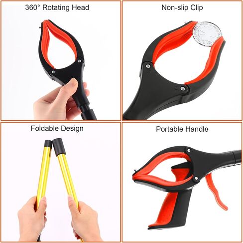Tanlade 15Pcs Grabber Reacher Tool 32 Inches Long Foldable Trash Picker Grabber Reacher Tool for Elderly Anti Slip Grabber Pickup Tool for Trash Claw Pick up Stick Arm Extension Litter Picker, 3 Color in Saudi Arabia