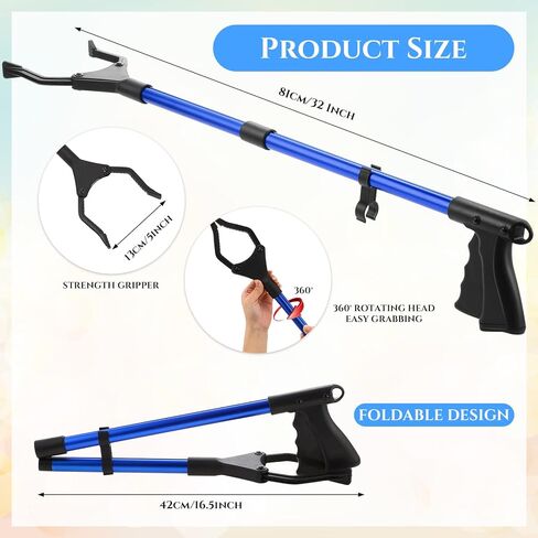 Umigy 16 قطعة 32 بوصة أداة المنتزع منتقي القمامة لكبار السن، أداة التقاط المنتزع القابلة للطي، أداة طويلة سهلة الاستخدام لمخلب القمامة، أداة مساعدة للوصول إلى ذراع تمديد منتقي القمامة in Kuwait