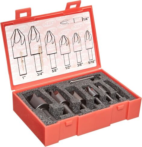 KEO 50048 Cobalt Steel Single-End Countersink Set, Uncoated (Bright) Finish, 6 Flutes, 82 Degree Angle, 1/4" - 1" Body Diameter in Saudi Arabia