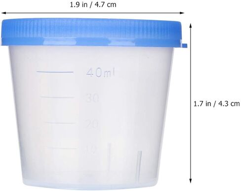 50 قطعة 40 مللي كوب البول أكواب البول البلاستيكية المعقمة أكواب عينة معقمة أكواب جمع العينات مع أغطية حاوية البول حاويات العينات ملحقات اختبار البول (لون عشوائي) in Kuwait