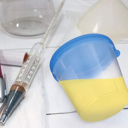 50 قطعة 40 مللي كوب البول أكواب البول البلاستيكية المعقمة أكواب عينة معقمة أكواب جمع العينات مع أغطية حاوية البول حاويات العينات ملحقات اختبار البول (لون عشوائي) in Kuwait