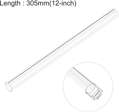 uxcell Clear Rigid Acrylic Pipe 21mm(13/16") ID x 25mm(1") OD x 305mm(12") Round Tube Tubing in Kuwait