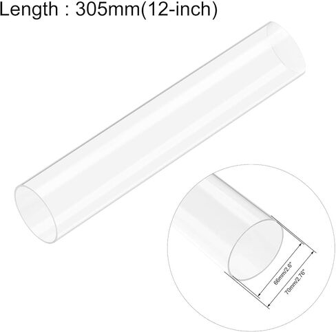 uxcell Clear Rigid Acrylic Pipe 21mm(13/16") ID x 25mm(1") OD x 305mm(12") Round Tube Tubing in Kuwait