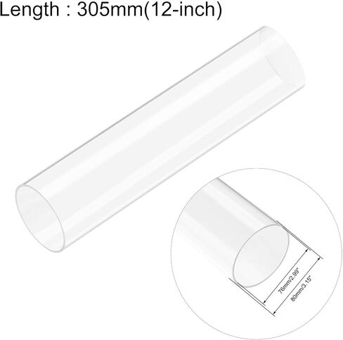 uxcell Clear Rigid Acrylic Pipe 21mm(13/16") ID x 25mm(1") OD x 305mm(12") Round Tube Tubing in Kuwait