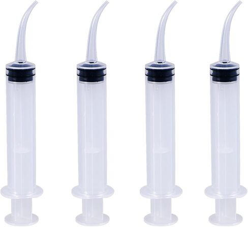 4pcs Disposable Dental Irrigation Syringe with Curved Tip Colostrum Syringes for Dental Care in Kuwait