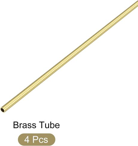 انبوب نحاسي معدني (قطر خارجي 2 ملم × 0.2 ملم طول × 300 ملم طول)، 4 قطع، انابيب مستقيمة - للاثاث المنزلي والالات والحرف اليدوية in Saudi Arabia