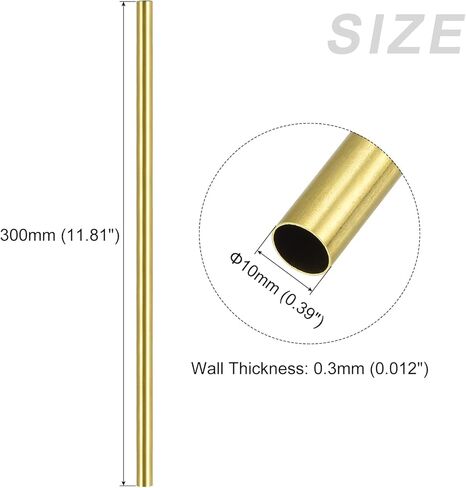 أنبوب نحاسي METALLIXITY (10 مم OD × 0.3 مم جدار T × 300 مم طول) قطعتان، أنابيب مستقيمة - لتأثيث المنزل، والآلات، والحرف اليدوية اليدوية in Kuwait