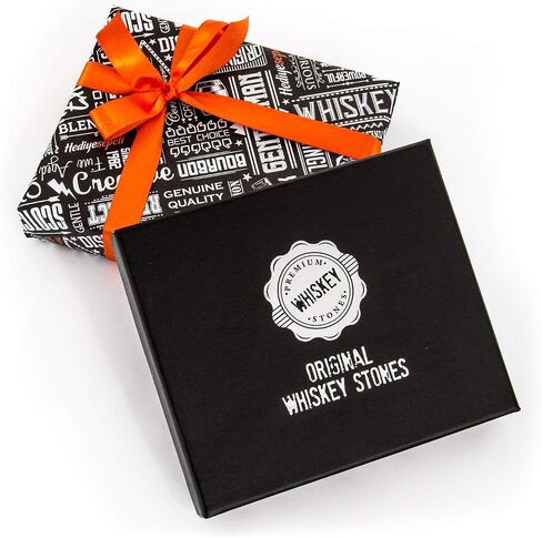 Premium Whiskey Stones Gift Set with 12 Pcs Stones and Bag. Whiskey, Bourbon, Cognac, Scotch,Gin, Wine Beverage. Marble Reusable Ice Cubes. Birthday Gift for Whiskey Lovers.… (Dark Grey) in Saudi Arabia