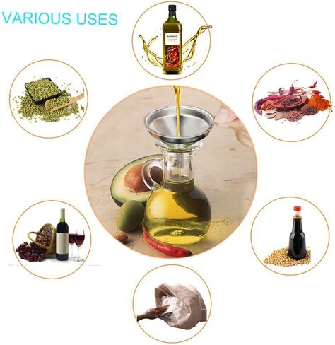 فوهات زيت الزيتون، زجاجة كلاسيكية من الستانلس ستيل لصب المشروبات الكحولية والخل والشراب والزيوت مع قمع من الستانلس ستيل (قطعتين) in Kuwait