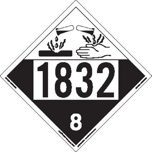 Labelmaster ZT4-1832 UN 1832 لافتة المواد الخطرة المسببة للتآكل، لوحة علامات (عبوة من 25 قطعة) in Kuwait