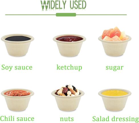 cezoyx 300 حزمة 2 أوقية أكواب ألياف قصب السكر الطبيعية، أكواب بهار ورقية يمكن التخلص منها، أكواب تذوق قابلة للتحلل، أكواب جزء عينة لجيلو شوت، سوفلي، بهار، صلصة in Kuwait