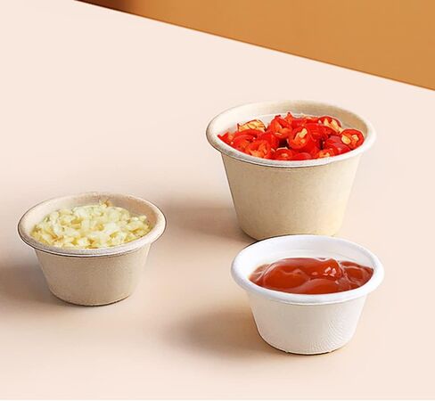 cezoyx 300 حزمة 2 أوقية أكواب ألياف قصب السكر الطبيعية، أكواب بهار ورقية يمكن التخلص منها، أكواب تذوق قابلة للتحلل، أكواب جزء عينة لجيلو شوت، سوفلي، بهار، صلصة in Kuwait