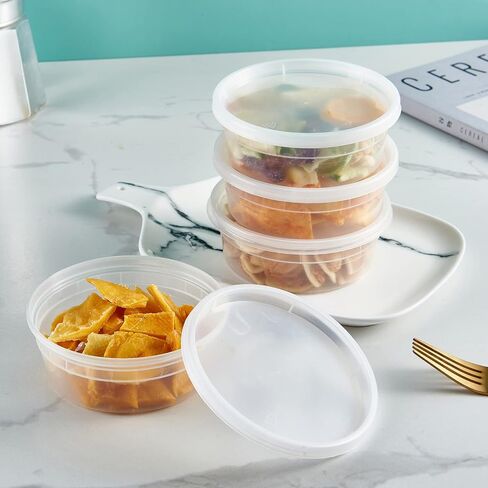 FULING [48pack 16oz Plastic Containers With Lids Deli Disposable Food Storage Takeout Containers Airtight BPA-Free Leakproof Round Bowls for Soup Salad Restaurant Supplies With Clear Lids in Kuwait