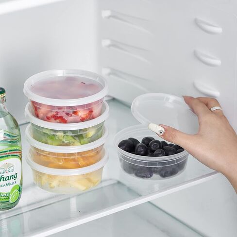 FULING [48pack 16oz Plastic Containers With Lids Deli Disposable Food Storage Takeout Containers Airtight BPA-Free Leakproof Round Bowls for Soup Salad Restaurant Supplies With Clear Lids in Kuwait