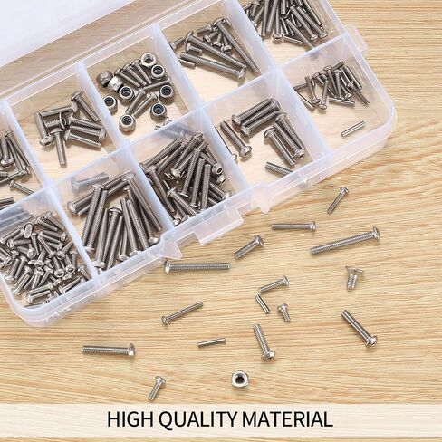 216 قطعة من مسامير وصواميل غطاء الرأس ذات المقبس السداسي، مجموعة متنوعة من براغي الماكينة المصنوعة من الفولاذ المقاوم للصدأ، مجموعة أدوات براغي سداسية الرأس - M1.5/M1.6/M2/M2.5/M3 in Kuwait