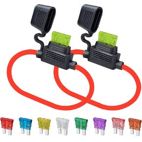 GNAWRISHING 10 AWG ATC/ATO حامل فيوز مضمن (قطعتان) ومصهر شفرة قياسي 5 قطع من كل مجموعة متنوعة 50A، 40A، 35A، 30A، 25A، 20A، 15A، 10A in Kuwait