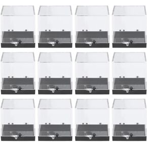 Cabilock Clear Specimen Display Cases 12pcs Plastic Mineral Specimen Storage Cases Square Sample Displaying Boxes Jewelry Organizer Tray in Saudi Arabia