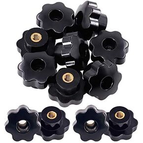 15Pcs M4 Star Knob Clamping Handle Nut Through Hole Set Brass Female Threaded Handle Screw On Knob Grip Black Plastic in Saudi Arabia