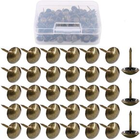 Hilitchi 200-Pieces 7/16''(11mm) Antique Brass Tacks Bronze Nail Pins Upholstery Nail Tacks Furniture Thumb Tack Pins Assortment Kit (Bronze)