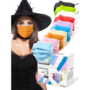 أقنعة وجه ملونة من ميكروبيتس للاستعمال مرة واحدة، 100 عبوة، 10 ألوان، 4 طبقات، قناع وجه ملفوف بشكل فردي، أقنعة ملونة مريحة قابلة للتنفس للبالغين والرجال والنساء in Kuwait