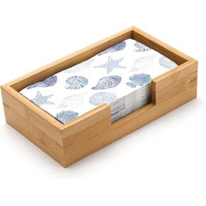Bamboo Napkin Holder Square, 7.5" x 7.5" x 2.5", Wood Napkin Tray, Wooden Guest Towel Holder for Kitchen Table Countertop