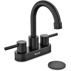 Bathroom Faucets, Bathroom Faucet 3 Hole, Bathroom Sink Faucet, Faucet for Bathroom Sink 4 Inch 2 Handle Centerset, Lead-Free, with Copper Pop Up Drain (Brushed Nickel)