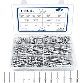 520PCS Pop Rivets Assortment Kit, JROUTH 14 Common Sizes Aluminum Rivets-3/32" 1/8" 5/32" 3/16" 1/4", Assortment Blind Rivets Widely Used in Construction, Automobile, Ship, Machine, Furniture etc. in Kuwait