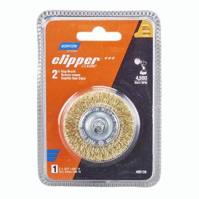 Norton Wire Brush, Clipper 2" Wire Wheel for Drill and Pencil Grinder, Coated Brass Brush for Cleaning, Crimped Wire Metal Brush, Pack of 1 in Kuwait