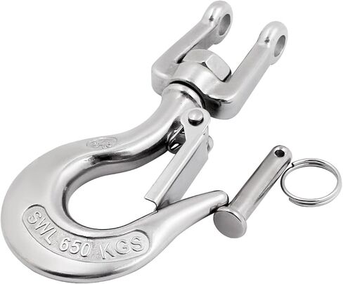 SHENGHUISS 5/16'' Clevis Slip Hook 304 Stainless Steel with Safety Latch, 1400 Lbs Swivel Lifting Hoisting Chain Hooks for Rigging Crane Towing Winch Wrecker ATV Trailer in Saudi Arabia