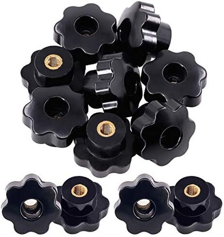 15Pcs M4 Star Knob Clamping Handle Nut Through Hole Set Brass Female Threaded Handle Screw On Knob Grip Black Plastic in Saudi Arabia
